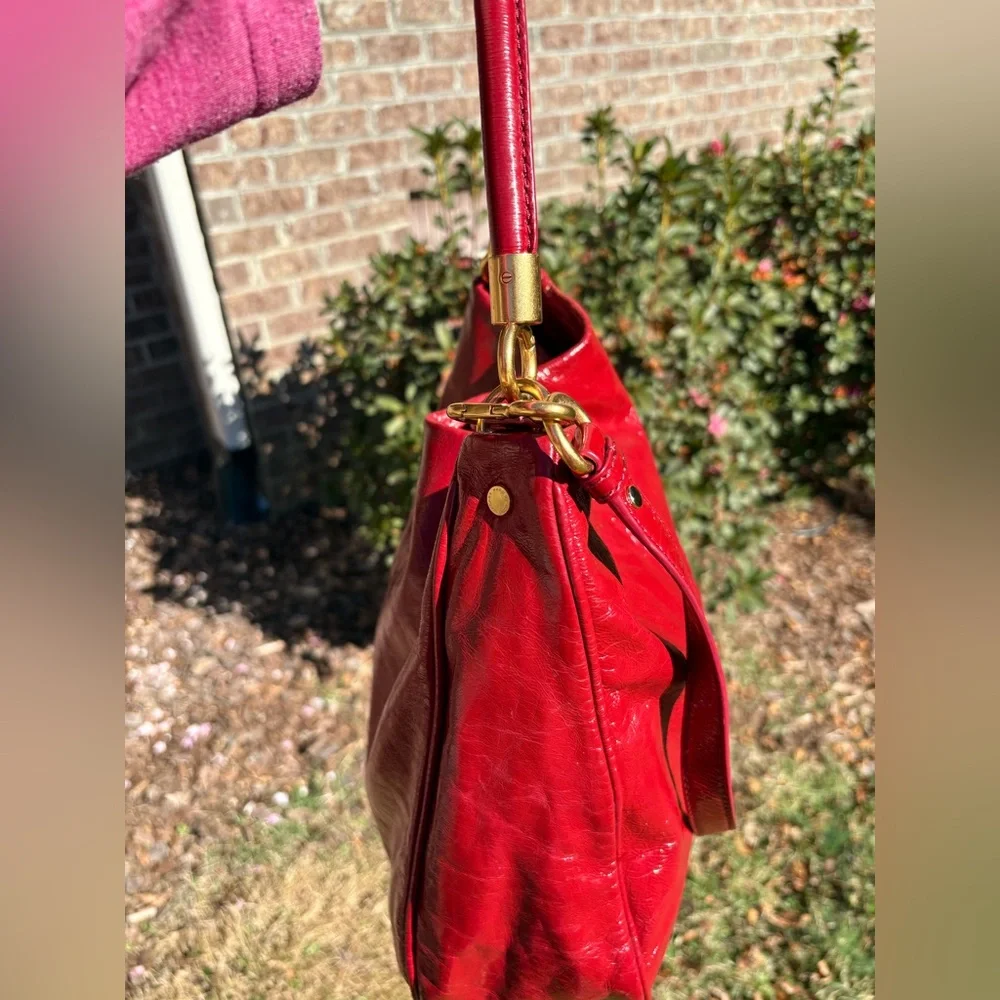 Marc by Marc Jacobs Red Leather Hobo Bag with Gold Hardware